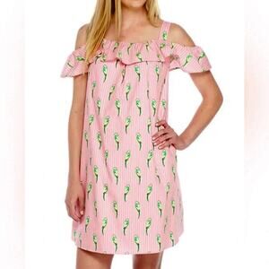 Crown & Ivy Medium Dress Parrot Cotton Preppy Resort Dress Cruise Vacation Bird